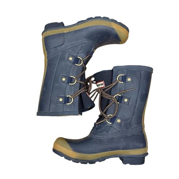 Hunter Boots Sascha Blue Lace Up Rain Boots Size 7F/ 6M - Picture 10 of 12